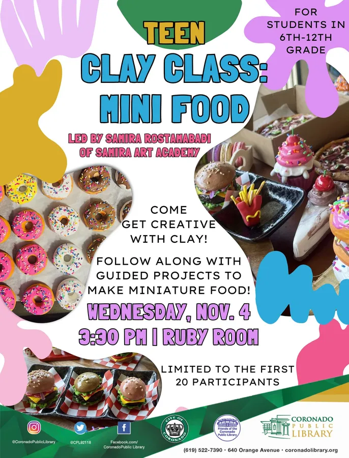 Teen Clay Class: Mini Food — Coronado Library — official source image