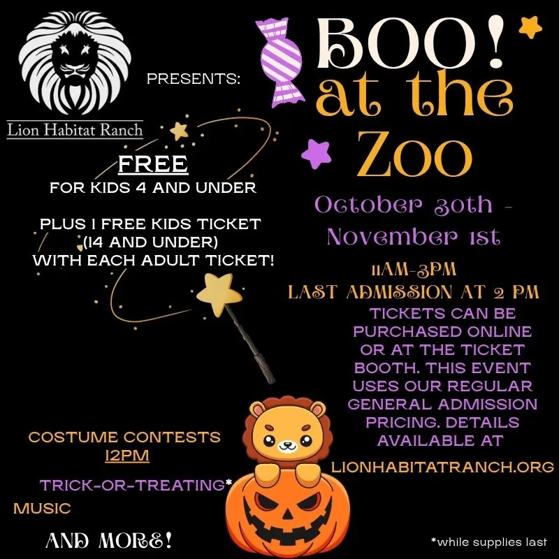 Boo at the Zoo at Lion Habitat Ranch — official source image
