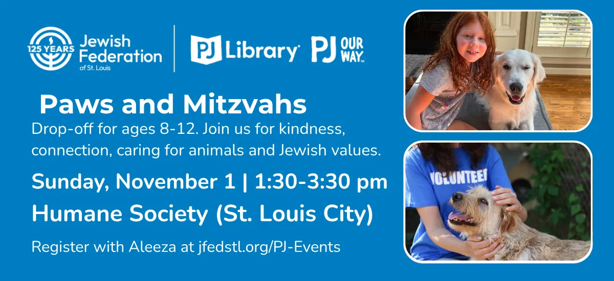 PJ Library Paws and Mitzvahs (drop-off, ages 8–12) — official source image