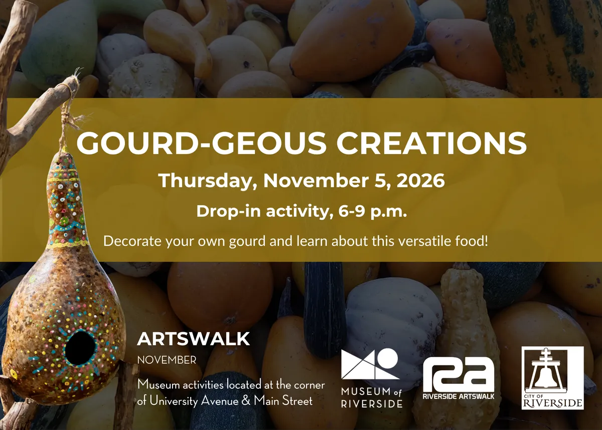Riverside Artswalk crafts with the Museum of Riverside (gourd decorating; Victorian holiday decorations) — official source image