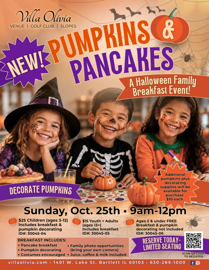 Pumpkins & Pancakes at Villa Olivia — Bartlett — official source image