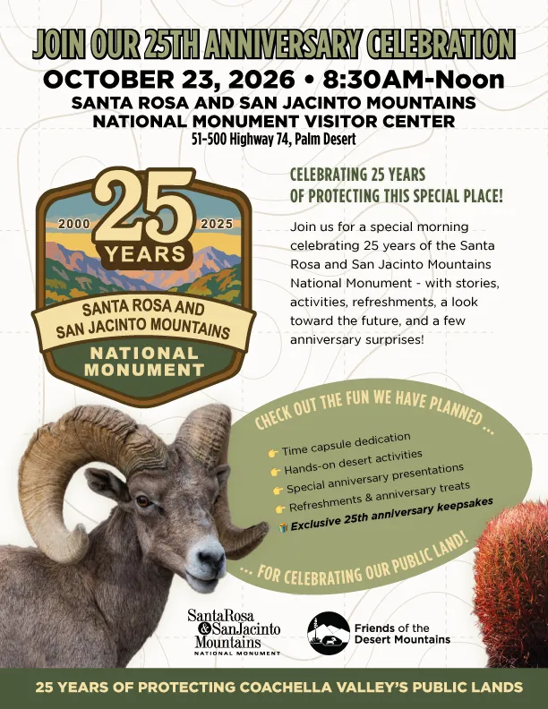 Final 25th Anniversary Celebration of the Santa Rosa and San Jacinto Mountains National Monument — official source image