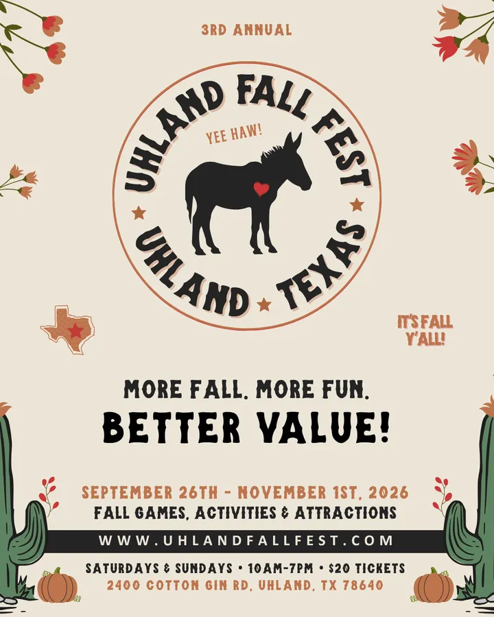 Uhland Fall Fest 2026 (pumpkin patch & fall festival) — official source image