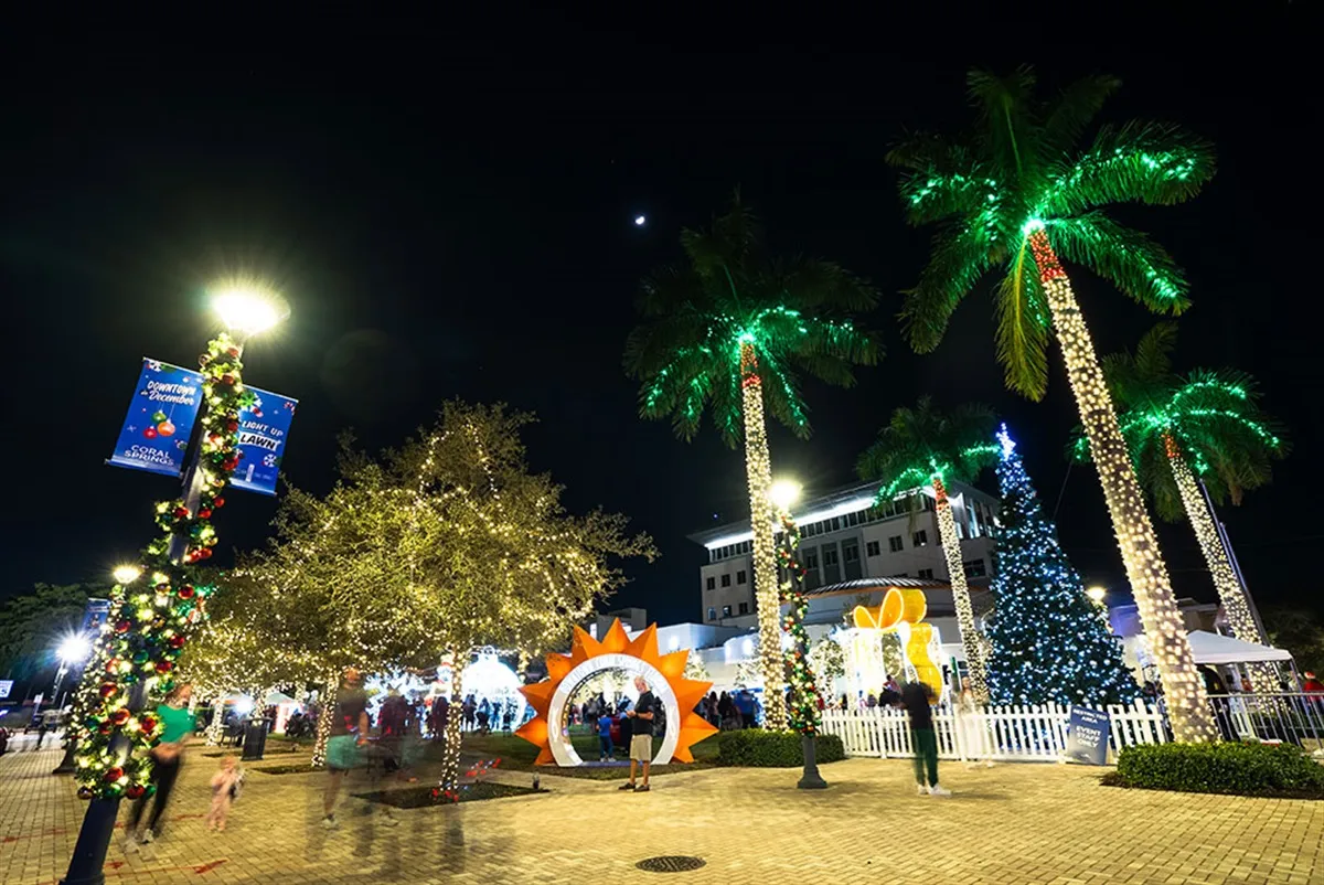 Downtown in December — Coral Springs holiday lights — official source image