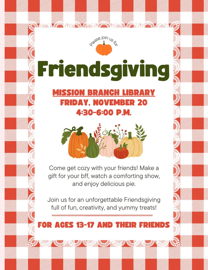 Teen Friendsgiving at Oceanside Mission Branch Library — official source image