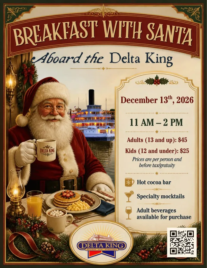 Breakfast with Santa aboard the Delta King — official source image