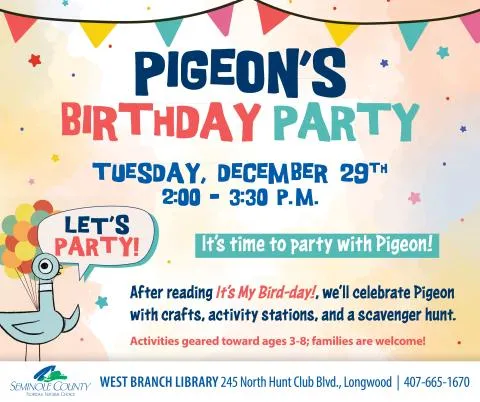 Pigeon's Birthday Party (Ages 3-8 & Families) - West — official source image