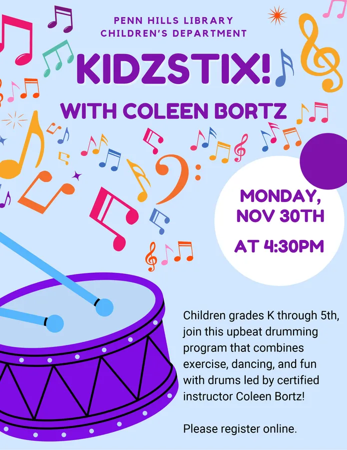KidzStix Cardio Drumming at Penn Hills Library — official source image