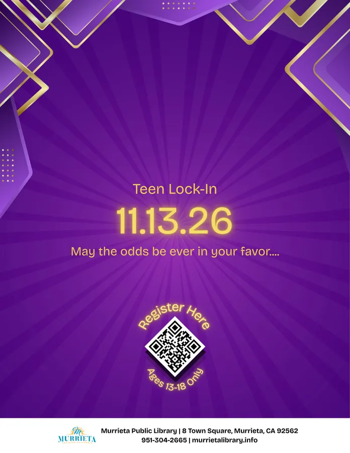 Teen Lock-in: Library Hunger Games (Murrieta Public Library) — official source image